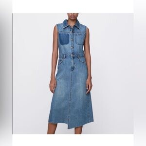 Zara Midi Denim Dress, Size XS . NWT